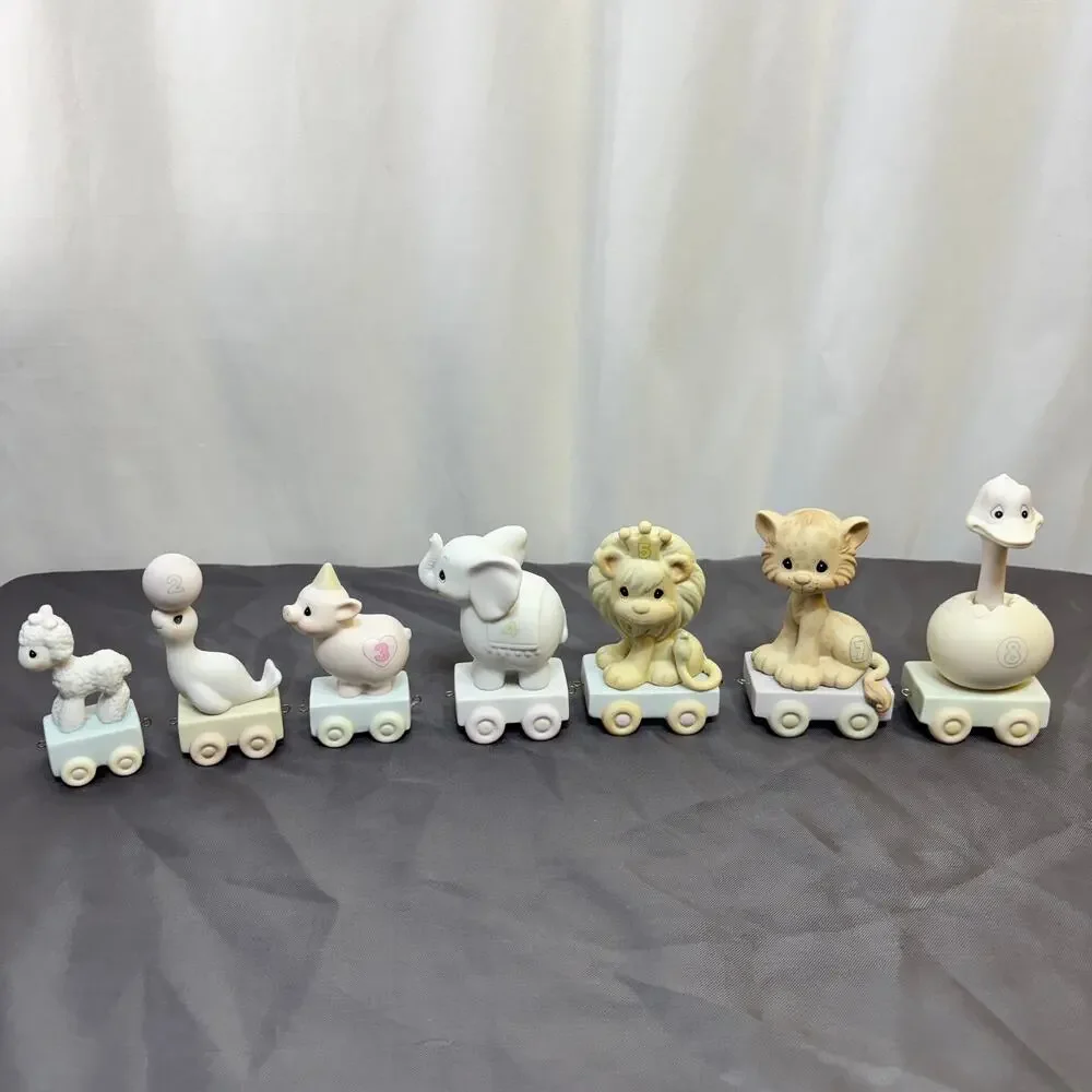 Vintage Precious Moments Birthday Train Figurines Lot of 7; 1-5 and 7-8 No Boxes